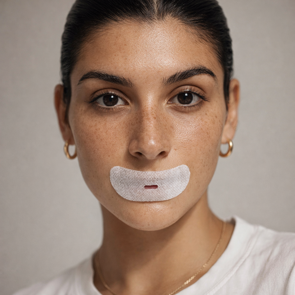 woman wearing vented oi tape mouth tape